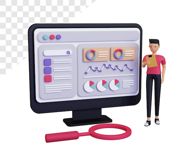 3D-Site-Statistiken mit männlichen Charakteren