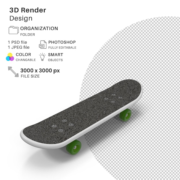 3d Skateboard Sur Le Côté Gauche