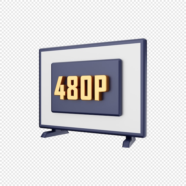 PSD 3d smart tv 480p video resolución icono ilustración