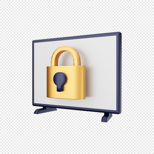 3d smart tv padlock icon illustration