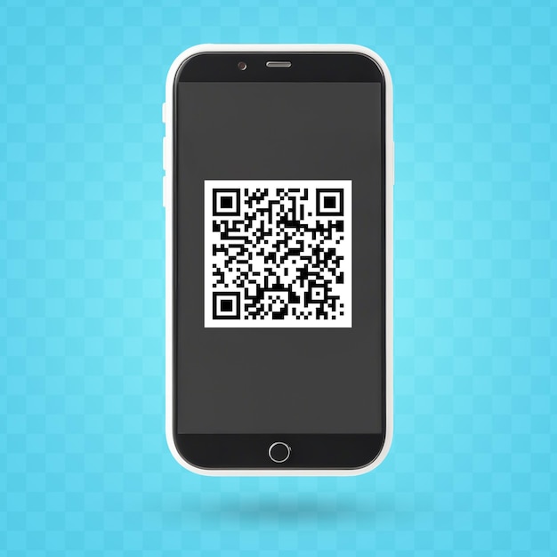 3d Smartphone Displaying a QR Code for Digital Scanning