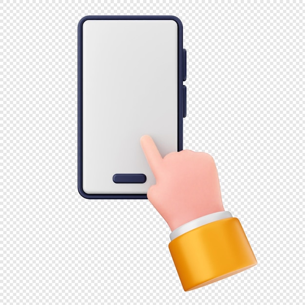 3d smartphone icona clicca tocca mano