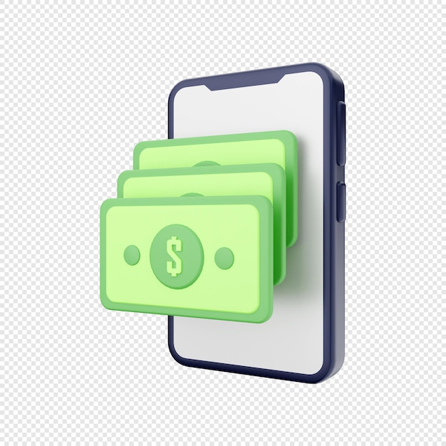 3d Smartphone Icône Illustration Dollar Argent