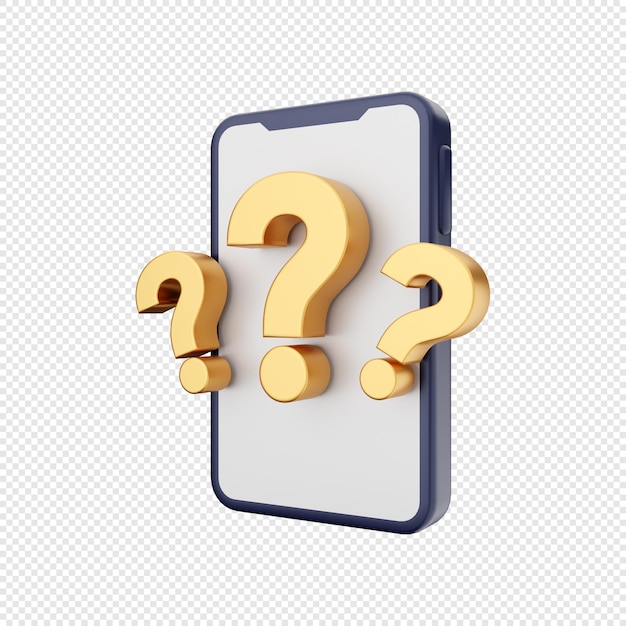 PSD 3d smartphone icône illustration questions faq