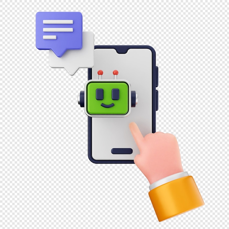 PSD 3d-smartphone-symbol künstliche intelligenz roboter-chat