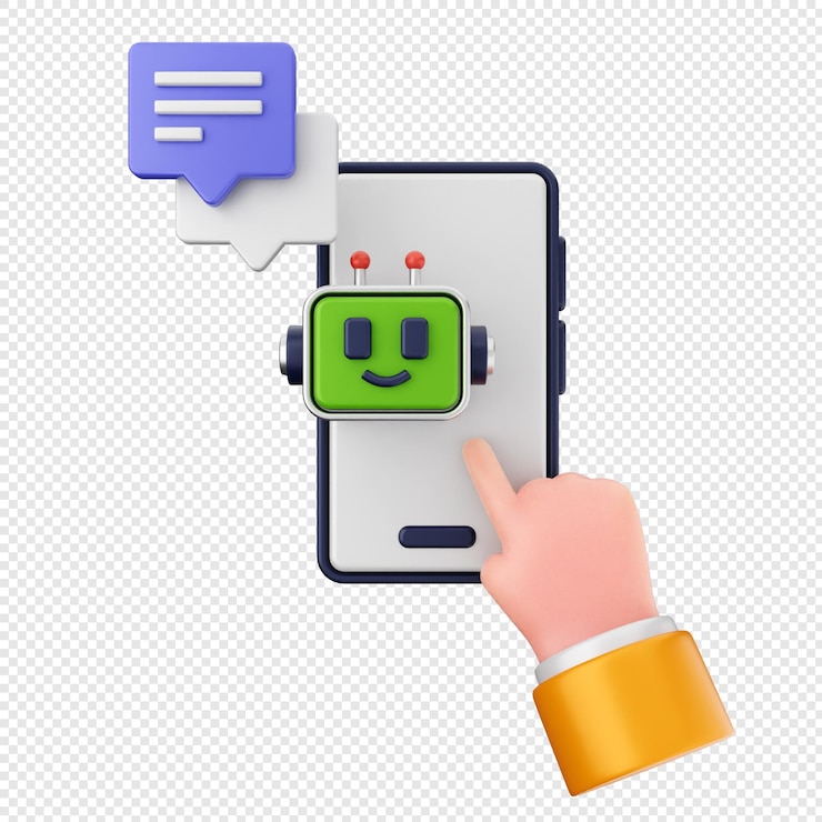 PSD 3d-smartphone-symbol künstliche intelligenz roboter-chat