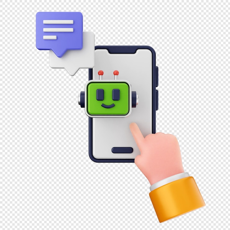 PSD 3d-smartphone-symbol künstliche intelligenz roboter-chat