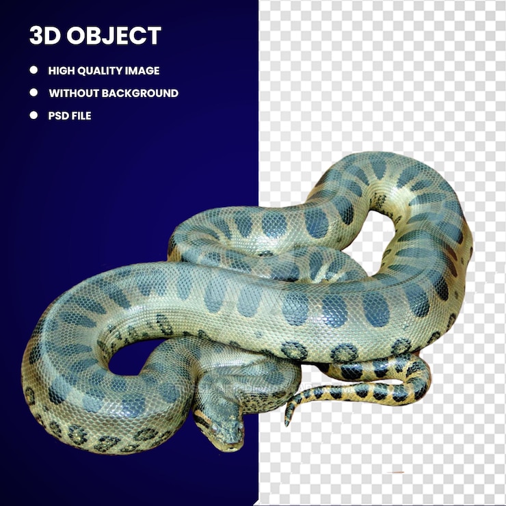 PSD 3d snake green anaconda