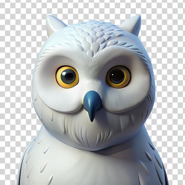 PSD a 3d snowy owl on transparent background