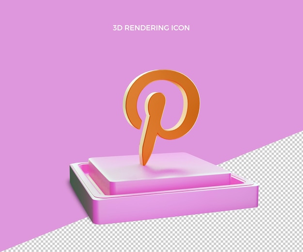 3d social media icon Pinterest rendering design sfondo trasparente