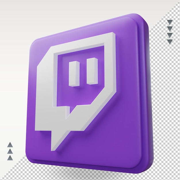 3d social media Icona di Twitch che rende vista a destra