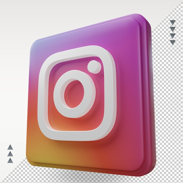 3d-social-media-instagram-symbol, das die rechte ansicht wiedergibt