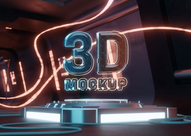 3D-Sockelmodelldesign mit hellen Lichtern