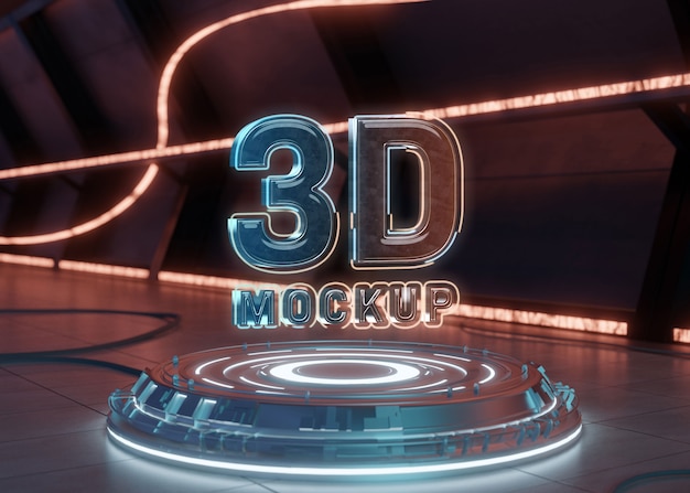 3D-Sockelmodelldesign mit hellen Lichtern