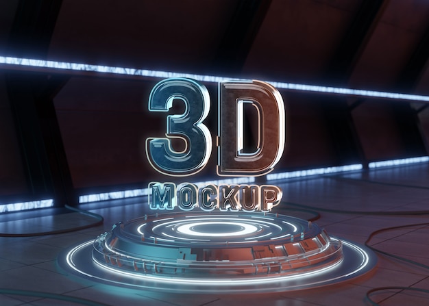 3D-Sockelmodelldesign mit hellen Lichtern