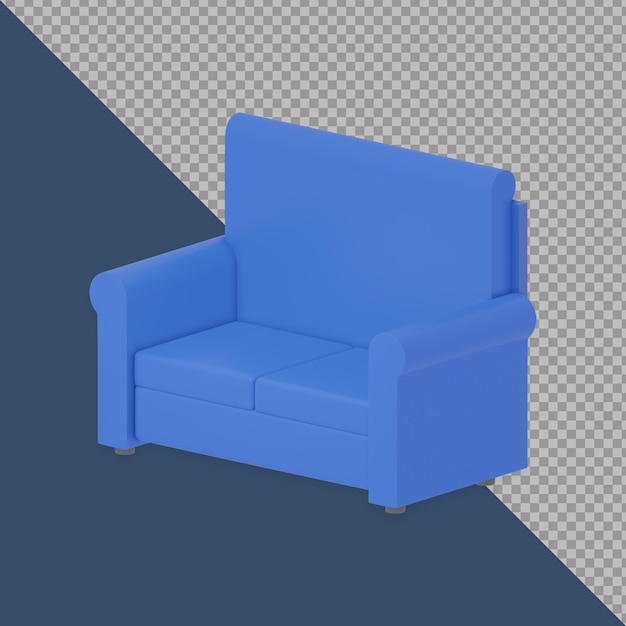 3d sofá doble isométrico