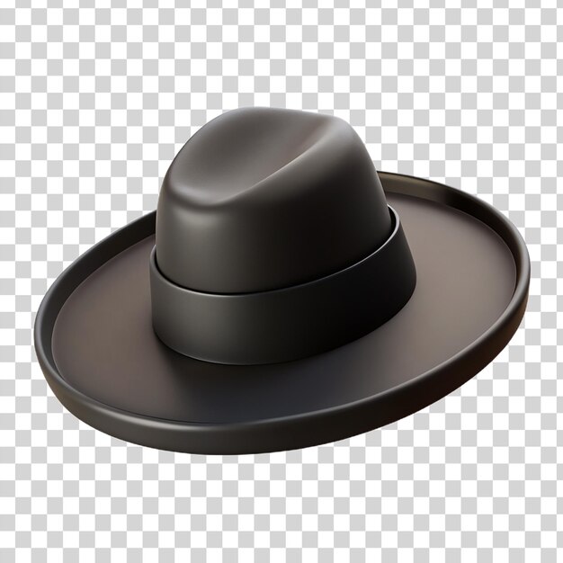 PSD 3d sombrero negro aislado sobre un fondo transparente