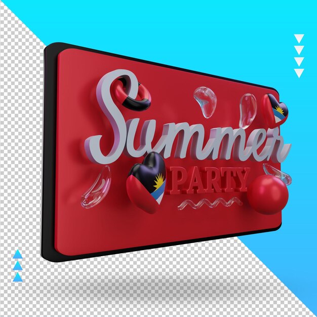 3d-sommerfest tag liebe antigua und barbuda flagge rendering linke ansicht