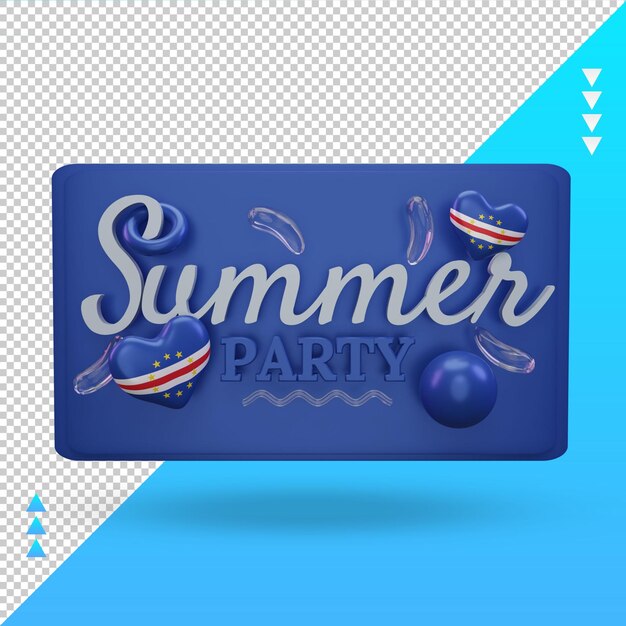 3D Sommerfest Tag Liebe Kap Verde Flagge Rendering Vorderansicht
