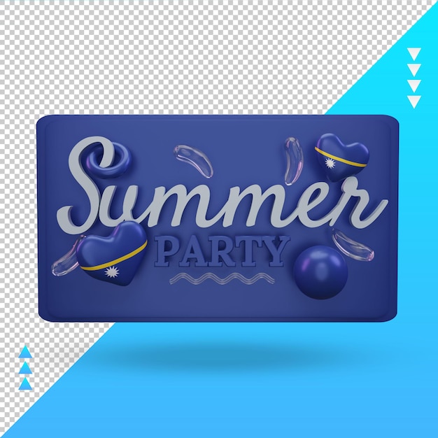 3D-Sommerfest Tag Liebe Nauru-Flagge, die Vorderansicht wiedergibt