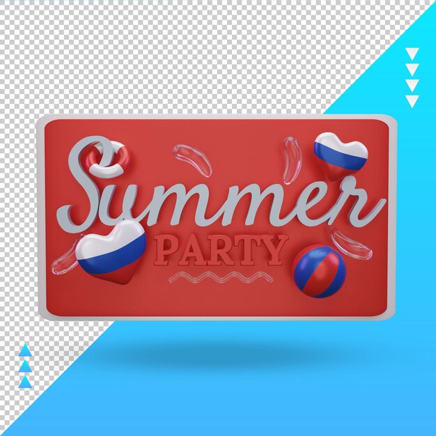 PSD 3d sommerfest tag liebe russische flagge rendering vorderansicht