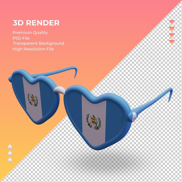 3d-sonnenbrillen lieben guatemala-flagge, die die rechte ansicht wiedergibt