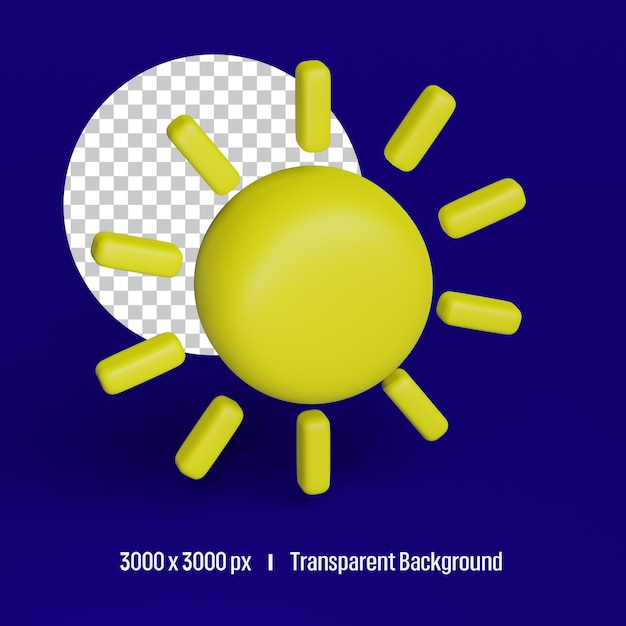 3D-Sonnensymbol mit durchsichtigem Hintergrund