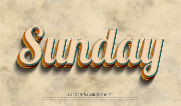 3D-Sonntag bearbeitbare Texteffekt-Mockup-Vorlage