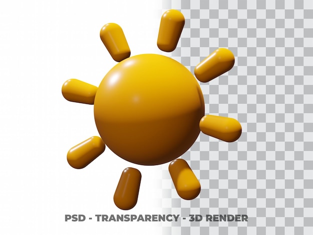 3D Sorridente Sol com Transparência de Fundo