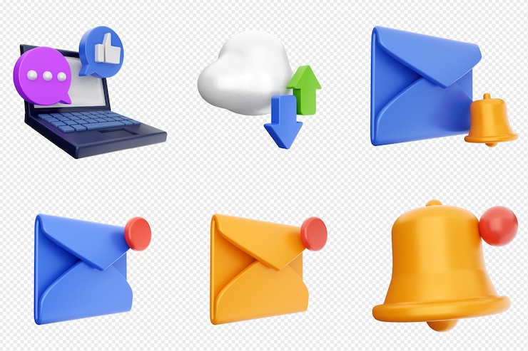 PSD 3d-soziale medien wie online teilen folgen chat kommentar icon set bundle