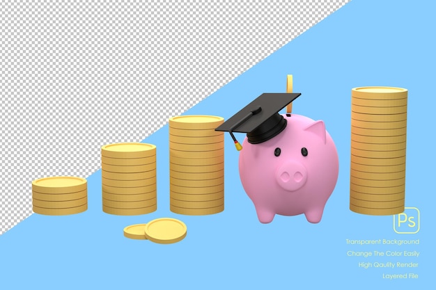 3D-Sparschwein und Abschlusskappe zum Sammeln von Geld für BildungxA