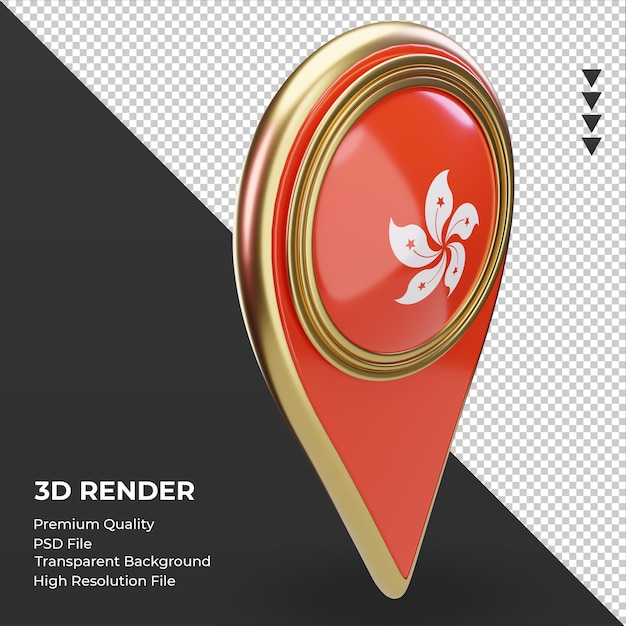 3D špendlík s vlajkou Hongkongu, levý pohled