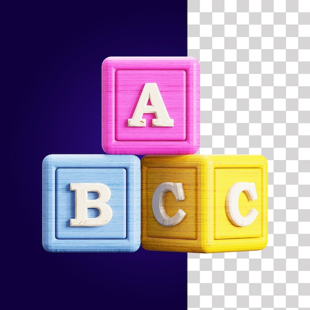 PSD 3d-spielzeug-abc-illustration