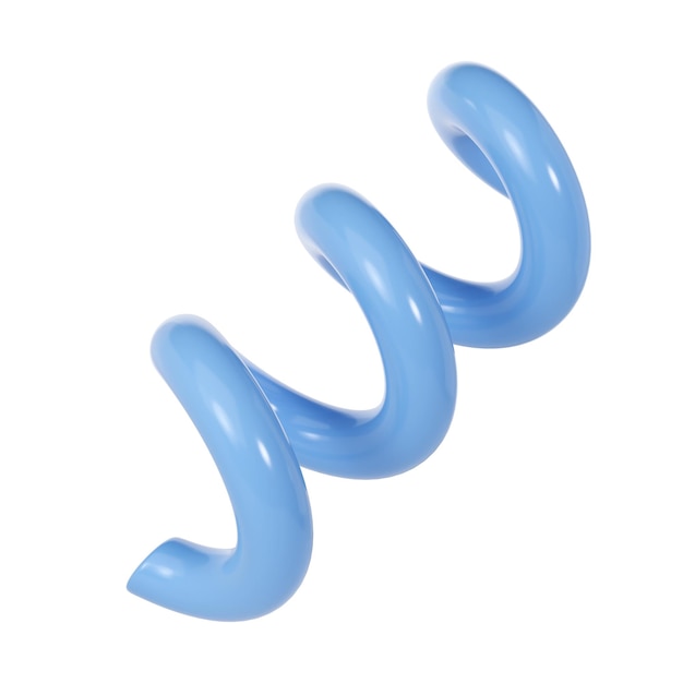 3D-Spiralkurvenlinie dekoratives Weihnachtselement blaue Farbe realistisches Design plastischer Cartoon-Stil