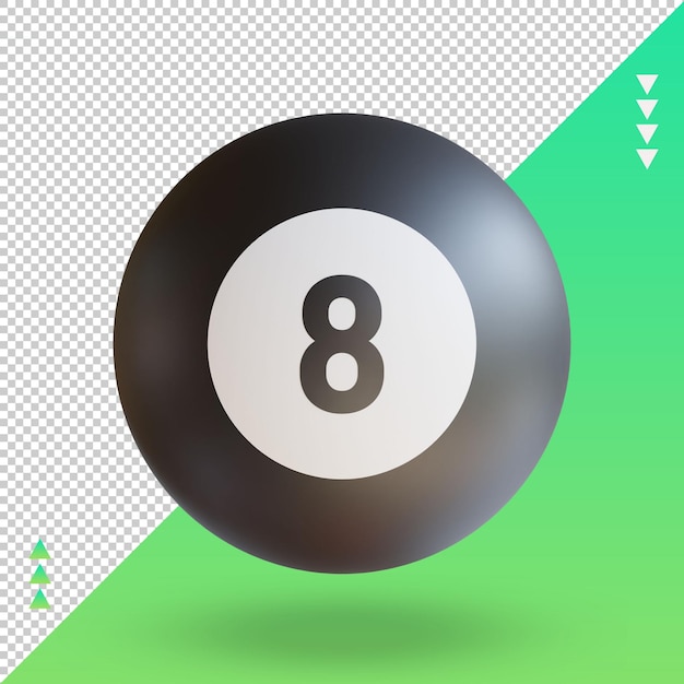 3d Sport Ball Pool Ball renderização vista frontal