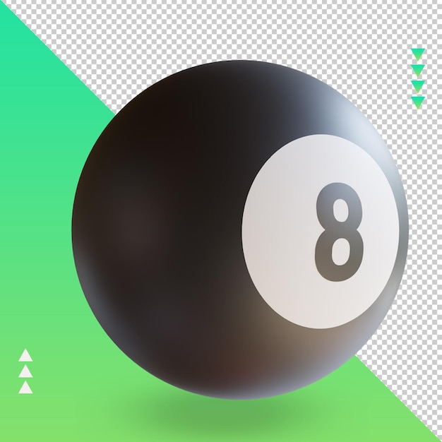 PSD 3d sport ball pool ball renderizado vista izquierda