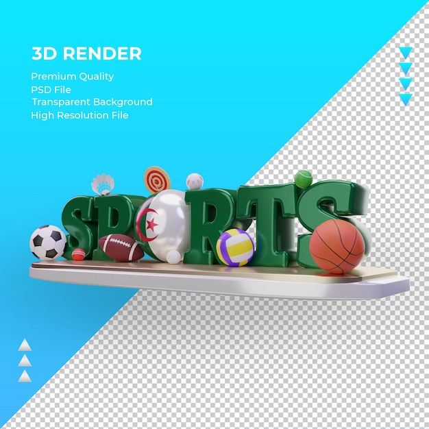 3d sports day Argelia flag rendering vista derecha