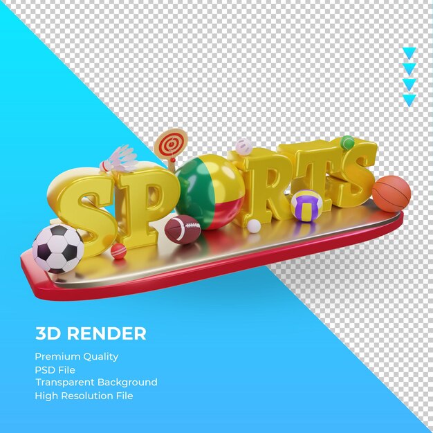 PSD 3d sports day benin flag rendering vista izquierda