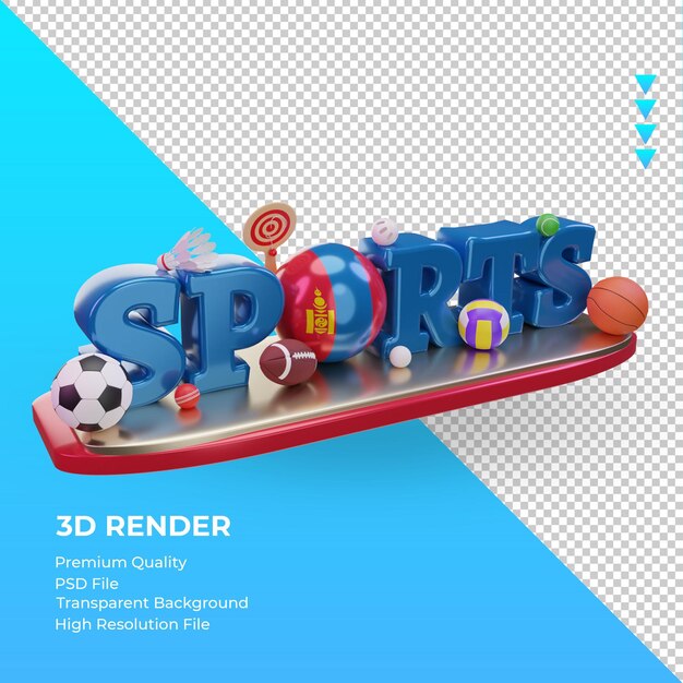 3d sports day Mongolia flag rendering vista izquierda