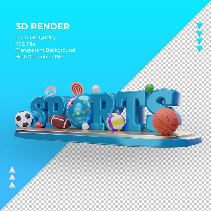PSD 3d sports day tuvalu flag renderizado vista derecha