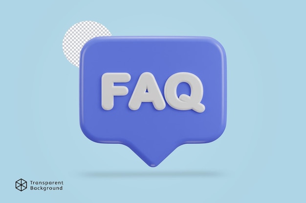 3D-Sprechblase mit FAQ-Symbolvektorillustration