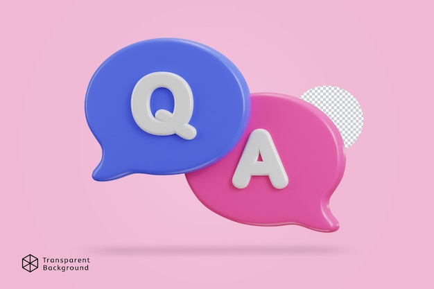 3D-Sprechblase Q und A-Icon-Vektor-Illustration