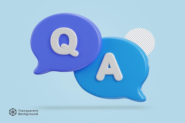 3D-Sprechblase Q und A-Icon-Vektor-Illustration