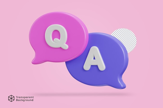 3D-Sprechblase Q und A-Icon-Vektor-Illustration