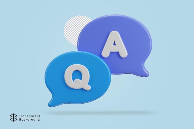 3D-Sprechblase QampA-Symbolvektorillustration