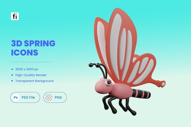 3D Spring Illustration Butterfly