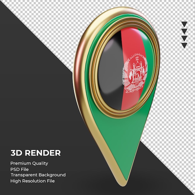 3D-Standort-Pin Afghanistan Flagge Rendering linke Ansicht