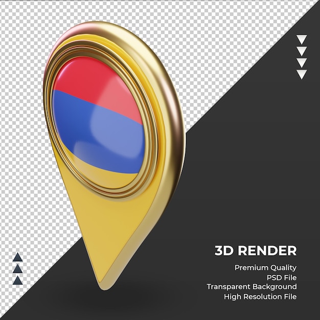 3d-standort-pin armenien-flagge, die rechte ansicht rendert