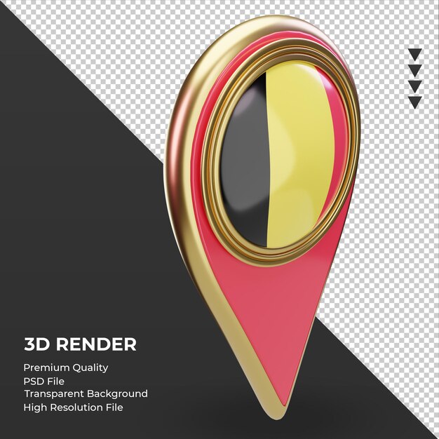 3D-Standort-Pin Belgien Flagge Rendering linke Ansicht