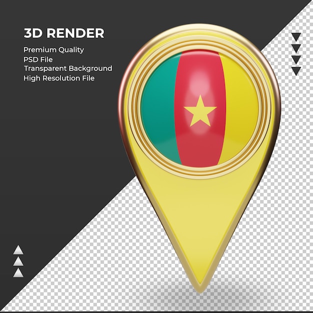3d-standort-pin kamerun flagge rendering vorderansicht